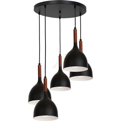 Luminex Пендел NOAK WOOD 5xE27/15W/230V черен/бук (LU3709)