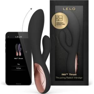  Заешки вибратор с тласкащо движение, смарт контрол, 19, 6см. - Lelo Ina Thrust Black (D-246220)