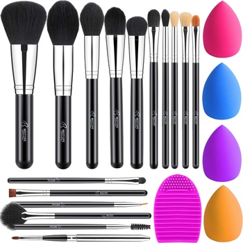 Bestope Комплект Гризални Четки за Макияж, 4 Пухкави Спонжове и Четка за Почистване - Rose Gold BESTOPE