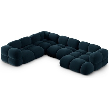 Cosmopolitan Design Тъмносин кадифен ъглов диван (ляв ъгъл/U форма) Loretto - Cosmopolitan Design (COS_UL_120_F1_LORETTO5)