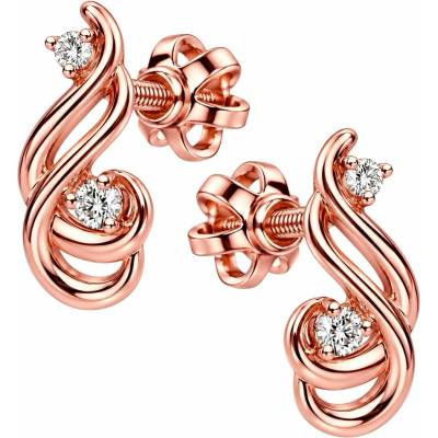 Zlaton Náušnice růžové zlato pecky 1.3cm 1.45g s diamanty 0.094ct N07072603499