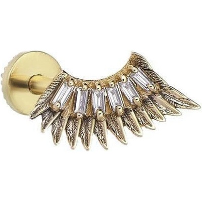 Lillian Vassago Zlatý piercing labreta křídlo zdobené zirkony LLV92-GPI119LB