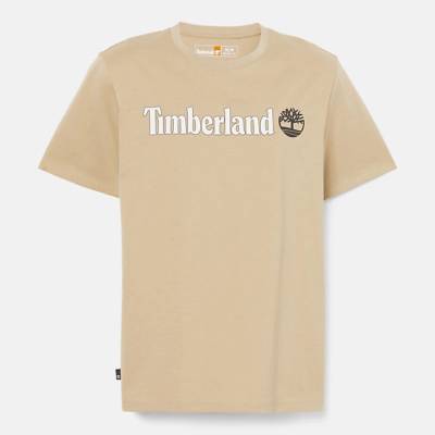 Timberland МЪЖКА ТЕНИСКА linear logo t-shirt for men in beige - m (tb0a5upqdh4)