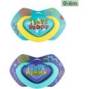 Canpol Babies 2 ks symetrických silikon cumlíkov Neon Love Baby modrá