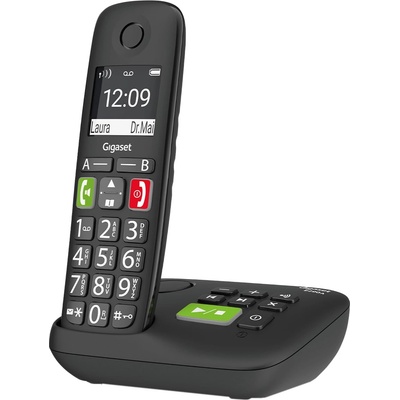 Gigaset E290A - Cordless senior telephone with answering machine and large buttons - large display, direct dialing buttons for important numbers, amplifier function for extra loud listening, black - S30852-H2921-B101