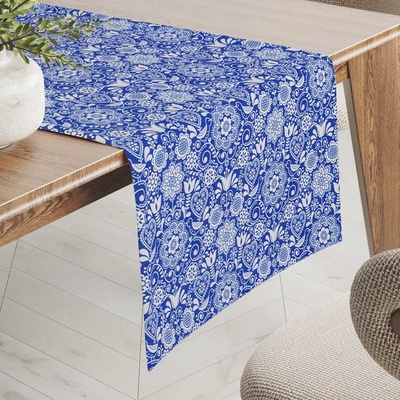 Biante Dekoračný behúň PML-100 Modro-biely ľudový ornament 20x120 cm