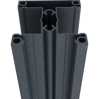 Hliníkový plotový stĺpik 70x70 mm-6 m, Antracit RAL 7016, pre 40 mm široké výplne a šikmé kotvenie žalúziových výplní