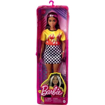 Barbie Modelka ohnivé tričko a kostkovaná sukně