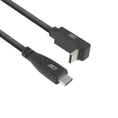 Кабел USB-C - USB-C, 10Gbps, 60W, 0.5 м, конектори - 1x прав и 1x на 90° up/down angled (EWENT-ACT-CAB-AC7470)