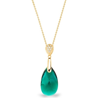 Spark Stříbrný pozlacený se Swarovski elements zelená kapka dainty drop NG610616EM Emerald