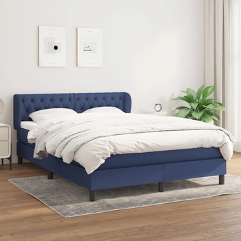 vidaXL Боксспринг легло с матрак, синьо, 140x200 см, плат (3126491)