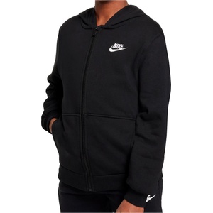 Nike Детски суичър Nike Kid's NSW Club FT Hooded Full ZIP L/S LBR Zip-up hoodie - Black / White (003-3737-0214)