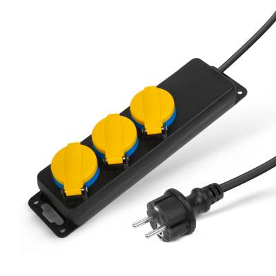 Delight Удължител Delight 20223C, За външно приложение, С капак, 3 гнезда, Защита за деца, IP44, Кабел 3Gx1.5мм2, Кабел 1.5м, Черен/Жълт (20223C)