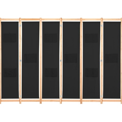 vidaXL 6dílný dělič místností černý 240 x 170 x 4 cm Látka
