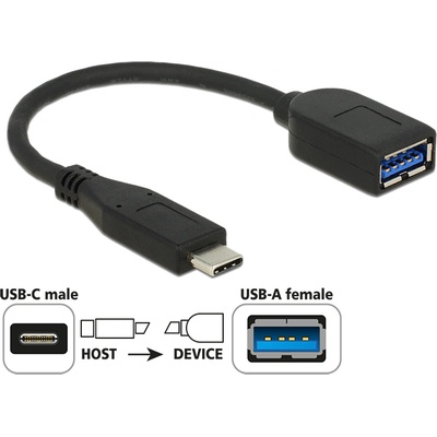Delock адаптер 10 Gbps (USB 3.1 Gen 2) USB Type-C мъжки USB Type-A женски коаксиален черен Premium