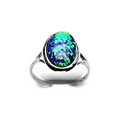 Čištín zlatý syntetický zelený opál bílé zlato T 1454