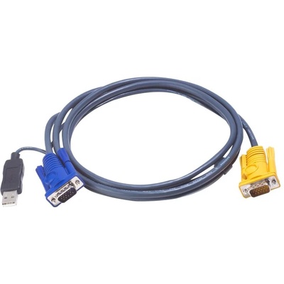 ATEN KVM кабел ATEN, PC HDB & USB към 3in1 SPHD(Keyboard/Mouse/Video), Вграден PS/2 към USB конвертор, 3 м (ATEN-2L-5203UP)