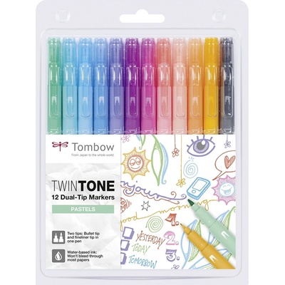 Tombow Marker TwinTone пастел 0, 3/0, 8 (12) (WS-PK-12P-2)