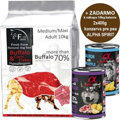 Fresh Farm Adult Medium & Maxi Intolerance Buffalo & Cornflakes 10 kg
