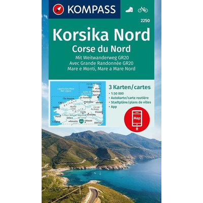 Korsika Nord, Korsika sever (set 3 map, Kompass 2250) - turistická mapa