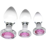 Booty Sparks Pink Gem Glass Anal Plug Set