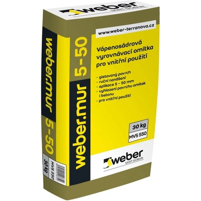 Weber.mur 5-50 - vápeno-sádrová vyrovnávací omítka - 25 kg balení 25 kg (ks)