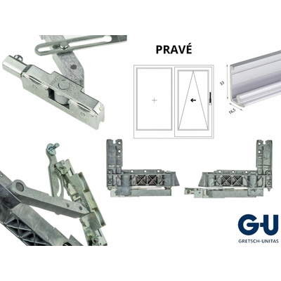 GU Sada pojezdových vozíků PSK 966 Pravé křídlo 33 mm K-15276-00-R-0