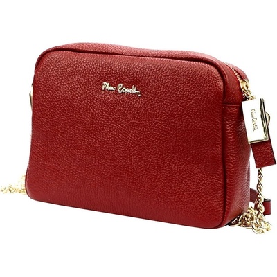 Pierre Cardin Značková malá kožená crossbody kabelka no. 48 tmavěčervená