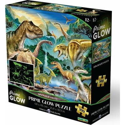 PRIME 3D Svietiace puzzle Údolie dinosaurov 500 ks