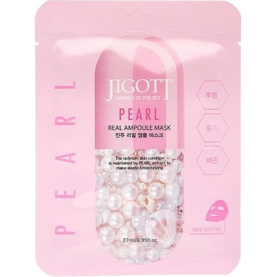 JIGOTT Ампулна маска за лице с перли, колаген, бетаин и хиалуронова киселина JIGOTT PEARL REAL AMPOULE MASK 27 ml