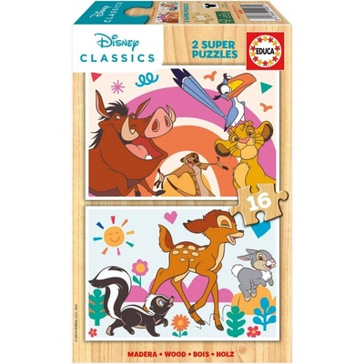 Educa Дървен пъзел, Educa, Дисни животни, 2 х 16 части