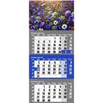 REALSYSTEM Календар за спедитори realsystem, 1 блок, 3 месеца, син, „Цветя 2027, 6061-47 (6061-47)