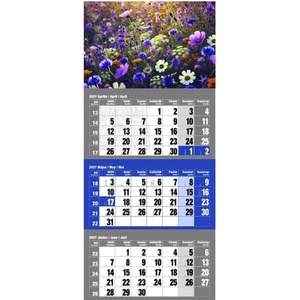 REALSYSTEM Календар за спедитори realsystem, 1 блок, 3 месеца, син, „Цветя 2027, 6061-47 (6061-47)