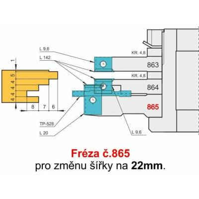 Fréza č. 865 pro obložkové zárubně s VBD - změna na 22mm