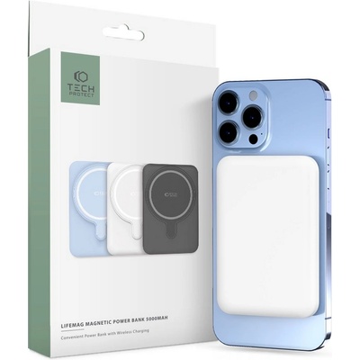 Tech-Protect Преносима батерия Power Bank с MagSafe 5 000 mAh от Tech-Protect PB10 LifeMag 15W - Бял (9589046926709)