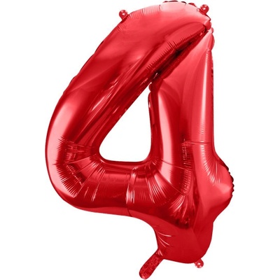 PARTYDECO Foliová číslice- 4 červená 86 cm 553767