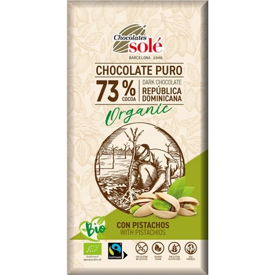 Solé Bio Čokoláda hořká 73% s pistáciemi 135 g