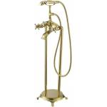 Inter Ceramic Стоящ смесител за вана ICL 8263GOLD, месинг, златен, с шлаух и слушалка, 100x33см (8263 GOLD)