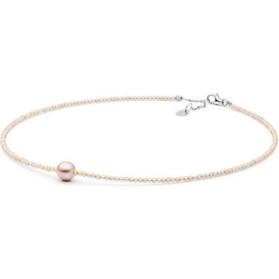 Gaura Pearls Stříbrný náhrdelník s perlou a zirkony 222-57 Stříbrná