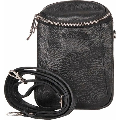 Vera Pelle Dvouoddílová malá kožená crossbody kabelka no. 72 černá
