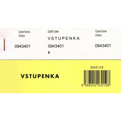 Igaz 19 Vstupenka trojdielna / tombolový lístok, číslovaný, 100 list