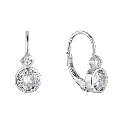Evolution Group strieborné náušnice detské okrúhle so zirkónmi 11479.1 crystal