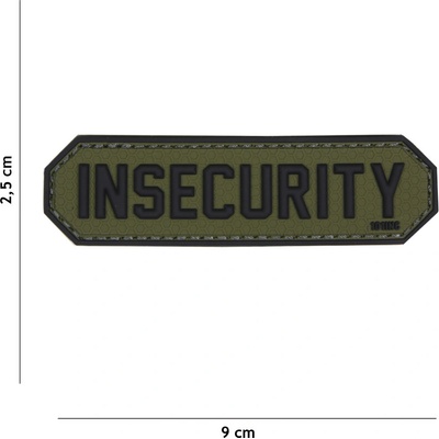 Gumová nášivka 101 Inc nápis Insecurity - olivová