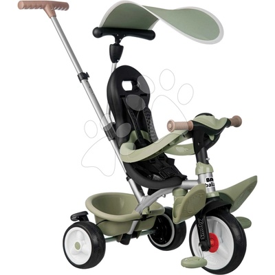 Smoby a kočík 2v1 s vysokou opierkou Baby Balade Tricycle Green s brzdou slnečníkom a tichými EVA kolesami