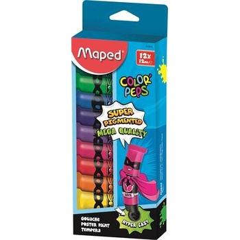 Maped Темперна боя Maped Color'Peps, 12 мл, 12 цвята, Картонена кутия (810510) (810510)