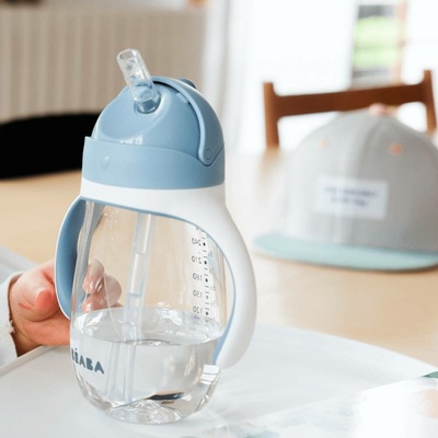 Beaba Láhev Bidon na učení pití Learning Cup 2in1 Windy Blue s brčkem modrá 300 ml
