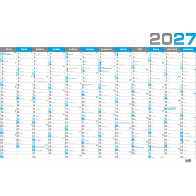 Nástěnný roční B1 964 x 670 mm modrý 2027 – Zbozi.Blesk.cz