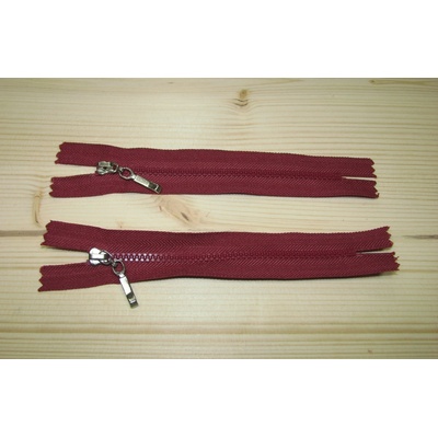 Kostenný zips bordová tmavá 3mm nedeliteľný 14cm