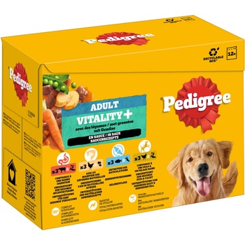 Pedigree Adult Vitality+ 4 druhy v omáčke 24 x 85 g