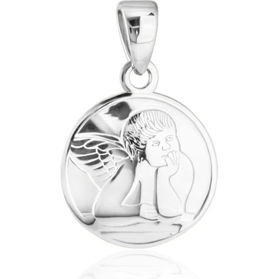Gemmax Jewelry Kulatý medailonek z bílého zlata renesanční Andělíček Raffael GUPWN 35761
